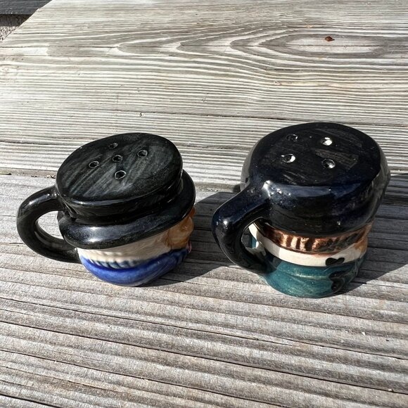 Vintage Toby Mug Style Salt & Pepper Shakers Japan Cork Stoppers - Picture 3 of 8